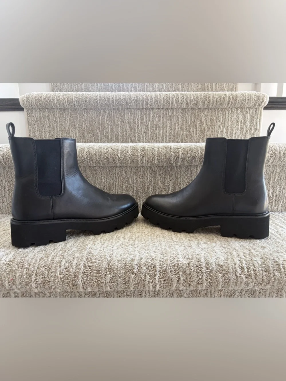 J. Crew Lug-sole Chelsea boots in leather. Women’s size 10.